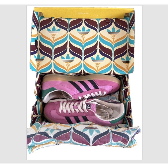 GUCCI x adidas GAZELLE Sneakers Men's Pink Velvet Italy Size US 9 /EU 42 2/3 NEW - Picture 4 of 10